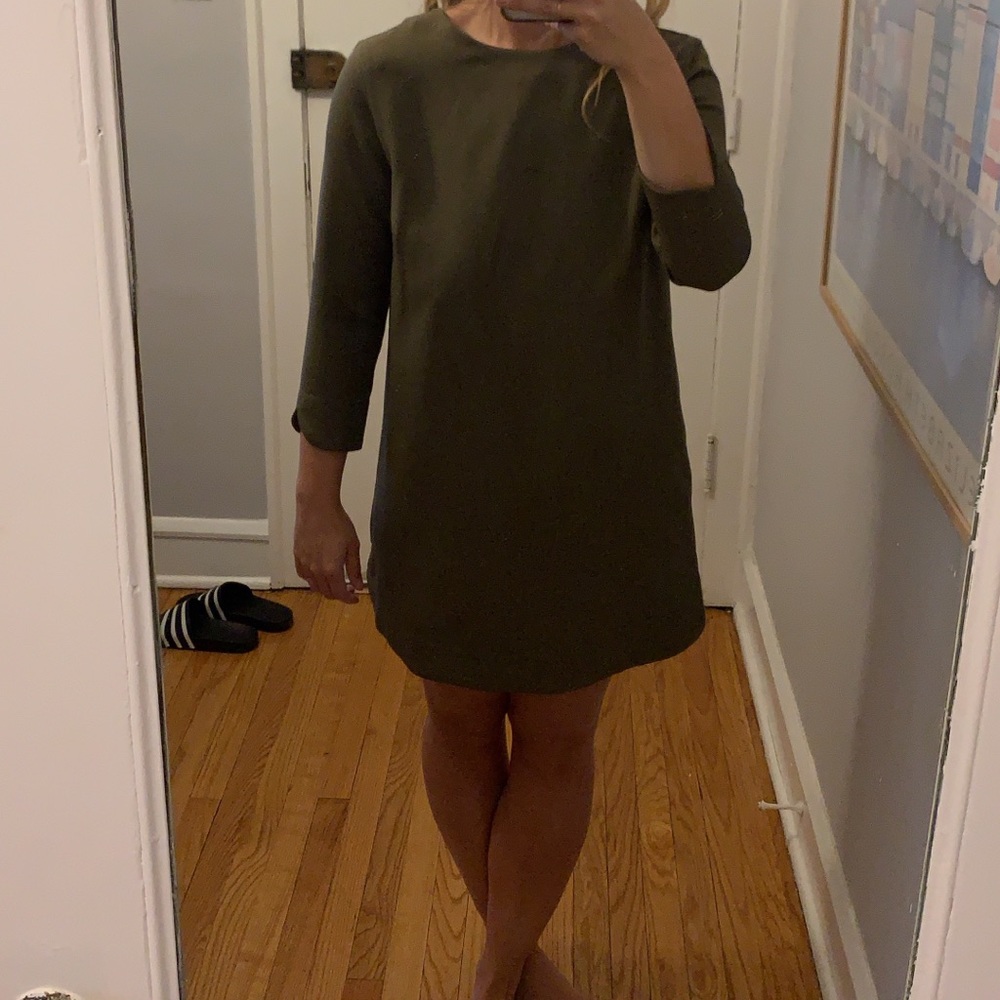 Olive green shift dress